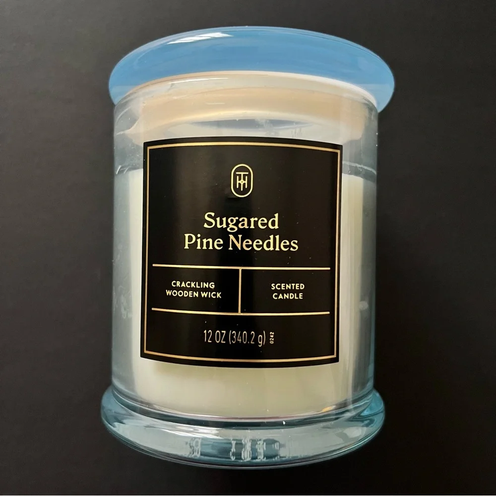 Threshold Sugared Pine Needles Clear Jar White Candle with Lid